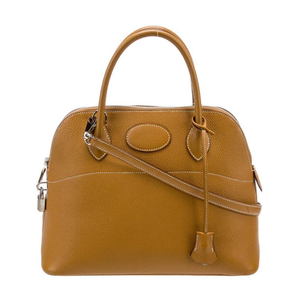 HERMÈS Naturel Gold Chevre De Coromandel Bolide 31 Bag Silver Hardware